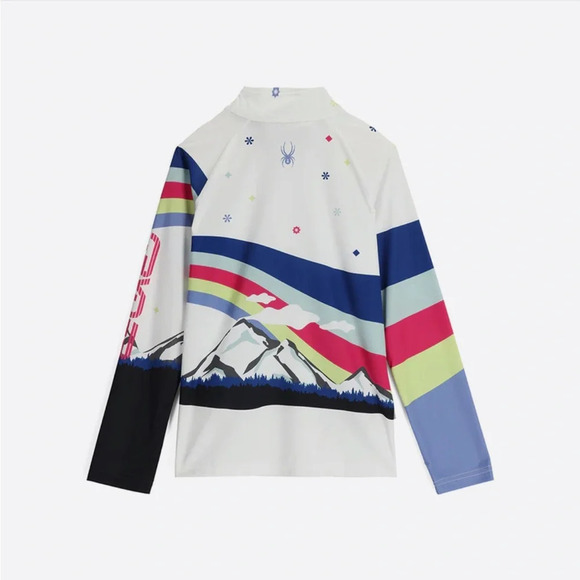 Spyder Girls M Medium Surface Half Zip Zip T-Neck White Blue NWT - Picture 7 of 11